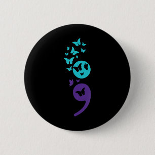 Butterfly Semicolon Suicide Awareness Mental Healt Ronde Button 5,7 Cm