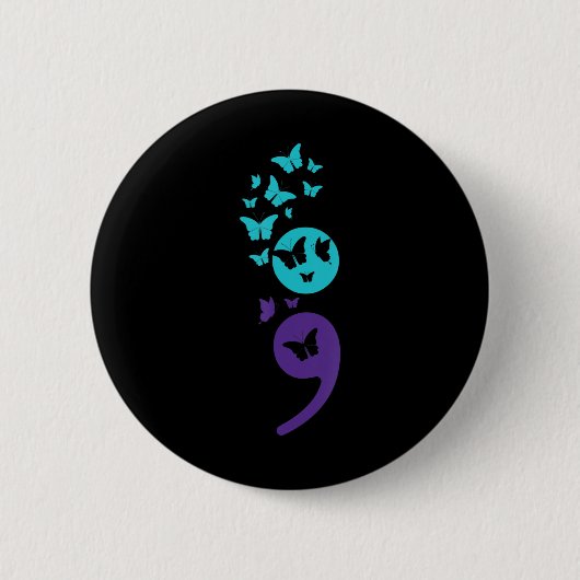 Butterfly Semicolon Suicide Awareness Mental Healt Ronde Button 5,7 Cm (Voorkant)