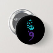 Butterfly Semicolon Suicide Awareness Mental Healt Ronde Button 5,7 Cm (Voorkant /achterkant)