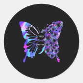 Butterfly Semicolon Suicide Awareness Mental Healt Ronde Sticker (Voorkant)
