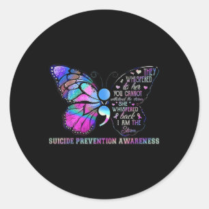 Butterfly Semicolon Suicide Prevention Awareness Ronde Sticker