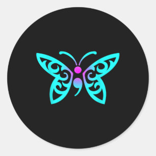 Butterfly Semicolon Warrior Suicide Prevention Awa Ronde Sticker
