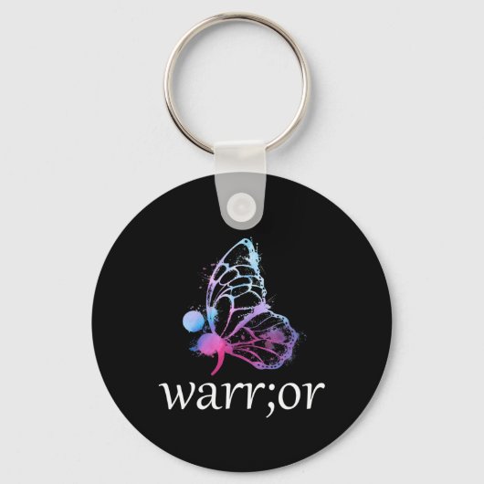 Butterfly Semicolon Warrior Suicide Prevention Awa Sleutelhanger (Voorkant)