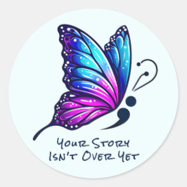 Butterfly Semicolon Your Story Suicide Awareness Ronde Sticker