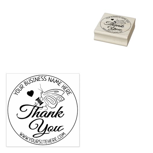 Butterfly Sewing Business Dank u Rubberstempel (Gestempeld)