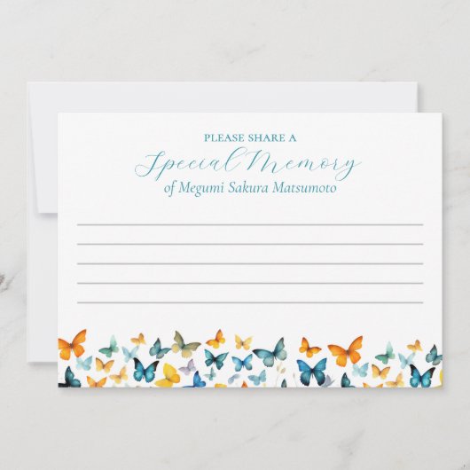 Butterfly Share a Memory Kaart voor Memorial Servi (Voorkant)