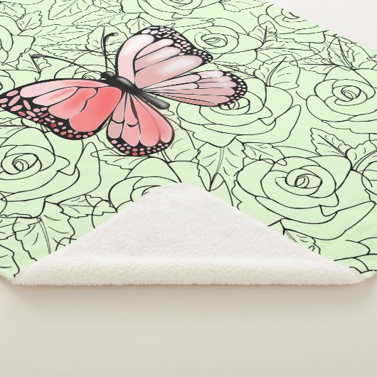 Butterfly Sherpa Blanket Rozen - Aangepaste kleure Sherpa Deken (3/4)
