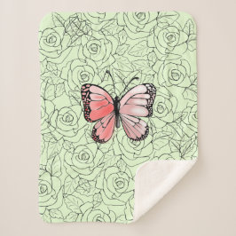 Butterfly Sherpa Blanket Rozen - Aangepaste kleure Sherpa Deken