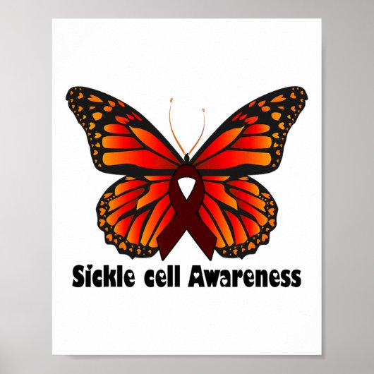 Butterfly Sickle Cell T-shirt Sickle Cell Awarenes Poster (Voorkant)