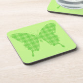 Butterfly silhouette, kalkgroen bier onderzetter (Linkerzijde)