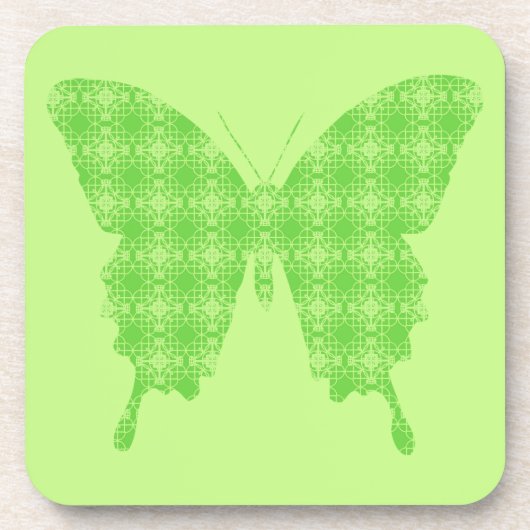 Butterfly silhouette, kalkgroen bier onderzetter (Voorkant)