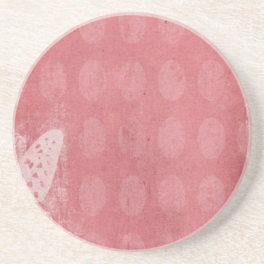 Butterfly Silhouette op Roze Grunge Zandsteen Onderzetter (Voorkant)
