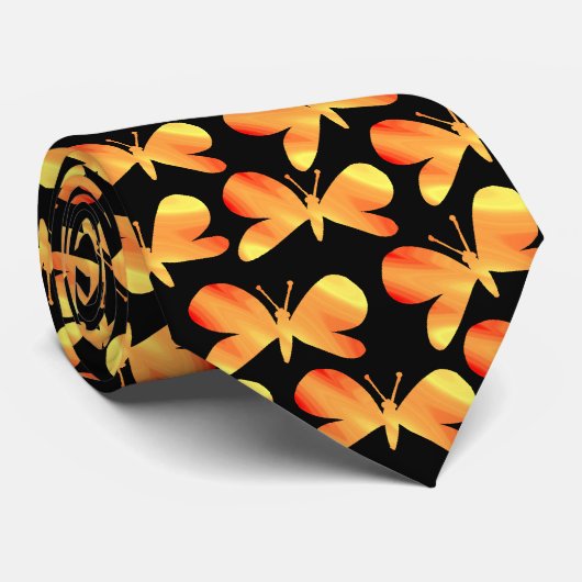 Butterfly Silhouettes - Flame on Black Stropdas (Opgerold)