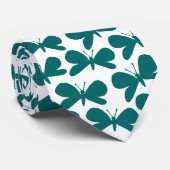 Butterfly Silhouettes - Moss Green on White Stropdas (Opgerold)