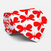 Butterfly Silhouettes - Rood op wit Stropdas (Opgerold)
