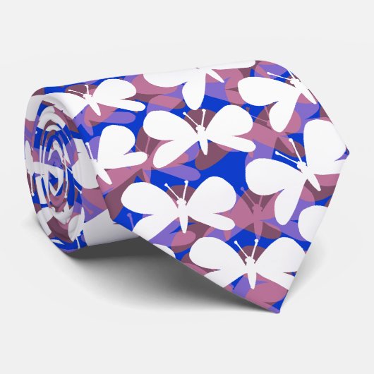 Butterfly Silhouettes - White Shadowed v2 Stropdas (Opgerold)