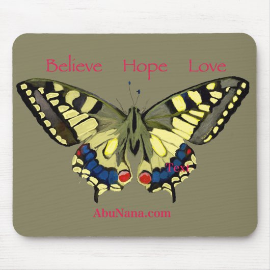 Butterfly & Simple Believe, Hope, Love Muismat (Voorkant)