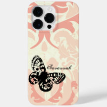 Butterfly Simply Peachy Damask iPhone Case