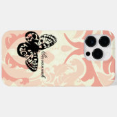 Butterfly Simply Peachy Damask iPhone Case (Achterkant (horizontaal))
