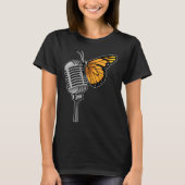 Butterfly Singer Microfoon Muziek T-shirt (Voorkant)