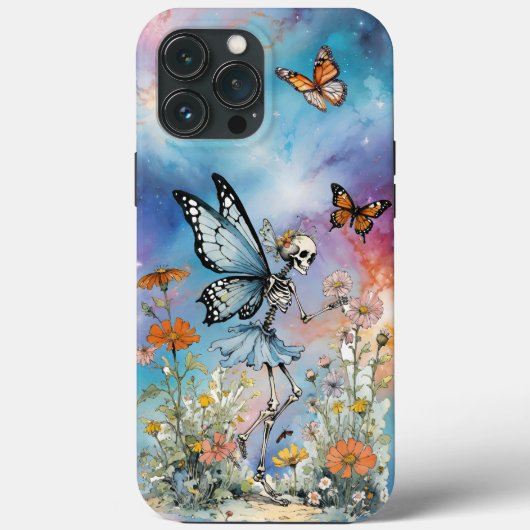 Butterfly Skeleton Fairy Pastel Marble Galaxy Case-Mate iPhone Case (Achterkant)