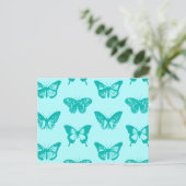 Butterfly sketch, aqua en turquoise briefkaart (Staand voorkant)