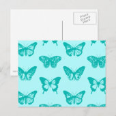 Butterfly sketch, aqua en turquoise briefkaart (Voorkant / Achterkant)