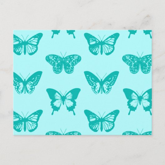 Butterfly sketch, aqua en turquoise briefkaart (Voorkant)