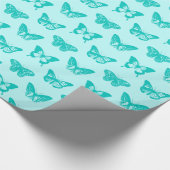 Butterfly sketch, aqua en turquoise cadeaupapier (Hoek)