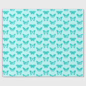 Butterfly sketch, aqua en turquoise cadeaupapier (Vlak)