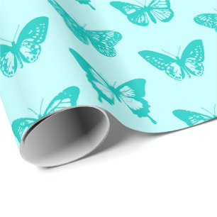 Butterfly sketch, aqua en turquoise cadeaupapier