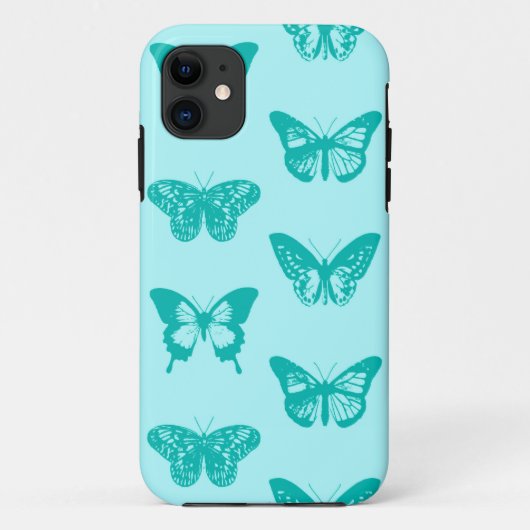 Butterfly sketch, aqua en turquoise Case-Mate iPhone case (Achterkant)