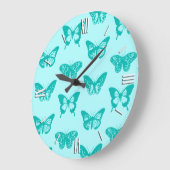 Butterfly sketch, aqua en turquoise grote klok (Hoek)