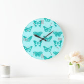 Butterfly sketch, aqua en turquoise grote klok (Huis)