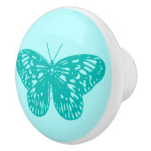 Butterfly sketch, aqua en turquoise keramische knop (Rechts)