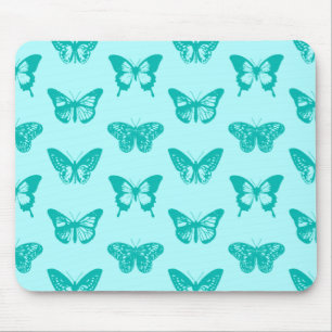 Butterfly sketch, aqua en turquoise muismat