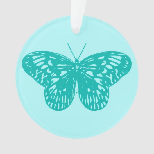 Butterfly sketch, aqua en turquoise ornament (voorkant)