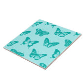 Butterfly sketch, aqua en turquoise tegeltje (Zijkant)