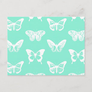 Butterfly sketch, aqua en white briefkaart