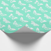Butterfly sketch, aqua en white cadeaupapier (Hoek)