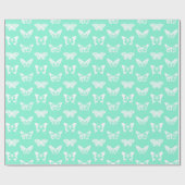 Butterfly sketch, aqua en white cadeaupapier (Vlak)