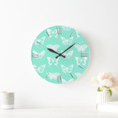 Butterfly sketch, aqua en white grote klok (Huis)