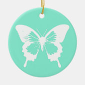 Butterfly sketch, aqua en white keramisch ornament (Voorkant)