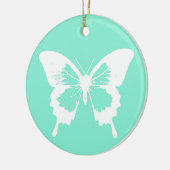Butterfly sketch, aqua en white keramisch ornament (Links)