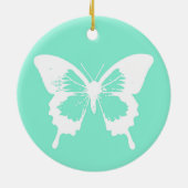 Butterfly sketch, aqua en white keramisch ornament (Achterkant)