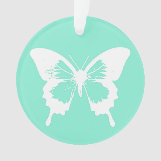 Butterfly sketch, aqua en white ornament (voorkant)