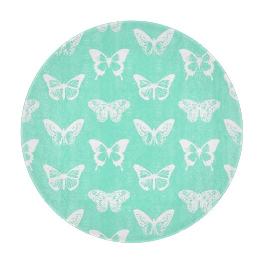 Butterfly sketch, aqua en white snijplank (Voorkant)