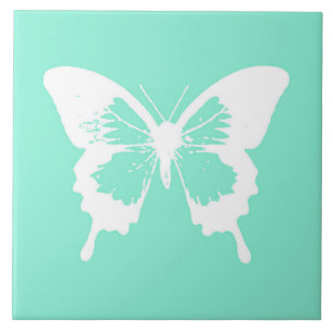 Butterfly sketch, aqua en white tegeltje