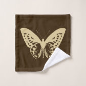 Butterfly sketch, beige op chocoladebruin bad handdoek (Wasdoekje)