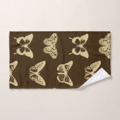 Butterfly sketch, beige op chocoladebruin bad handdoek (Handdoek)